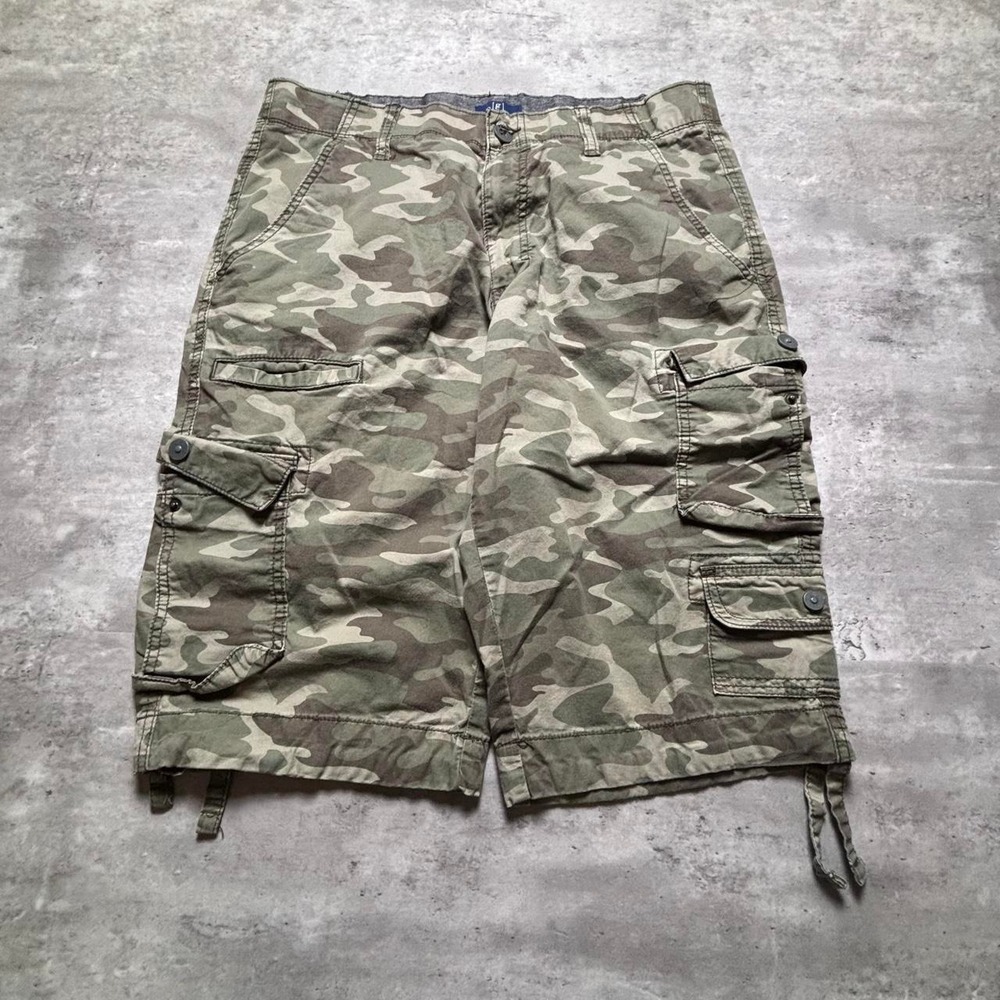 George Cargo Shorts Mens 34 Green Camo Baggy Y2K Utility Gorpcore